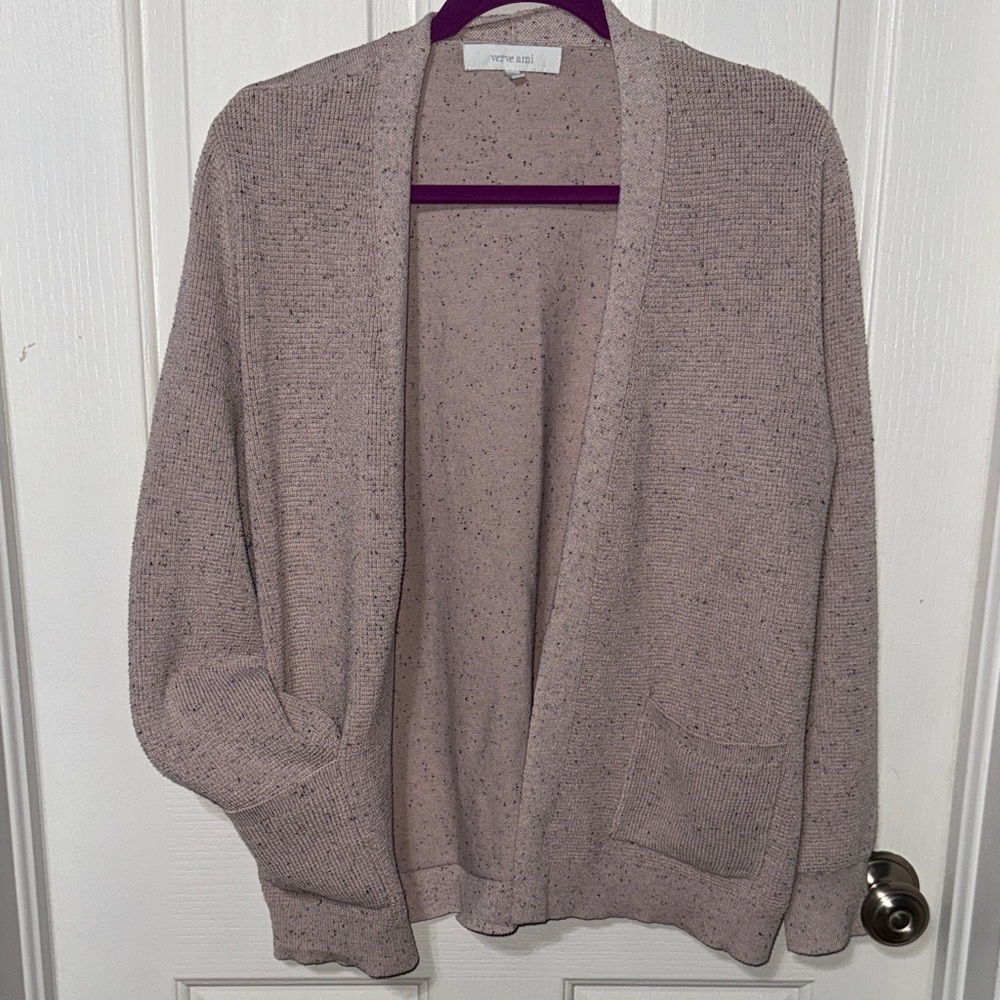 💰Verve Ami Pink Speckled Cardigan Sweater with front pockets. Not Loft**